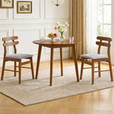 Set of 2 Upholstered Dining Chairs with Padded Seat and Solid Wood Legs