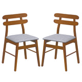 Set of 2 Upholstered Dining Chairs with Padded Seat and Solid Wood Legs