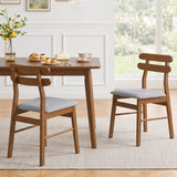 Set of 2 Upholstered Dining Chairs with Padded Seat and Solid Wood Legs
