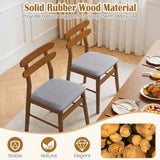 Set of 2 Upholstered Dining Chairs with Padded Seat and Solid Wood Legs