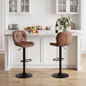 Set of 2 Upholstered Swivel Bar Stools with Adjustable Height and Curved Backs