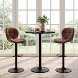 Set of 2 Upholstered Swivel Bar Stools with Adjustable Height and Curved Backs