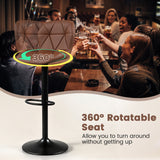 Set of 2 Upholstered Swivel Bar Stools with Adjustable Height and Curved Backs