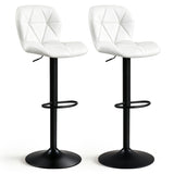 Set of 2 Upholstered Swivel Bar Stools with Adjustable Height and Curved Backs