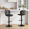 Set of 2 Upholstered Swivel Bar Stools with Adjustable Height and Curved Backs