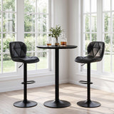 Set of 2 Upholstered Swivel Bar Stools with Adjustable Height and Curved Backs