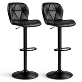 Set of 2 Upholstered Swivel Bar Stools with Adjustable Height and Curved Backs