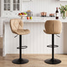 Set of 2 Upholstered Swivel Bar Stools with Adjustable Height and Curved Backs