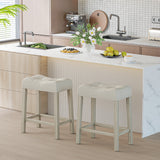 Set of 4 Upholstered Counter Height Bar Stool with Curved Saddle-Seat