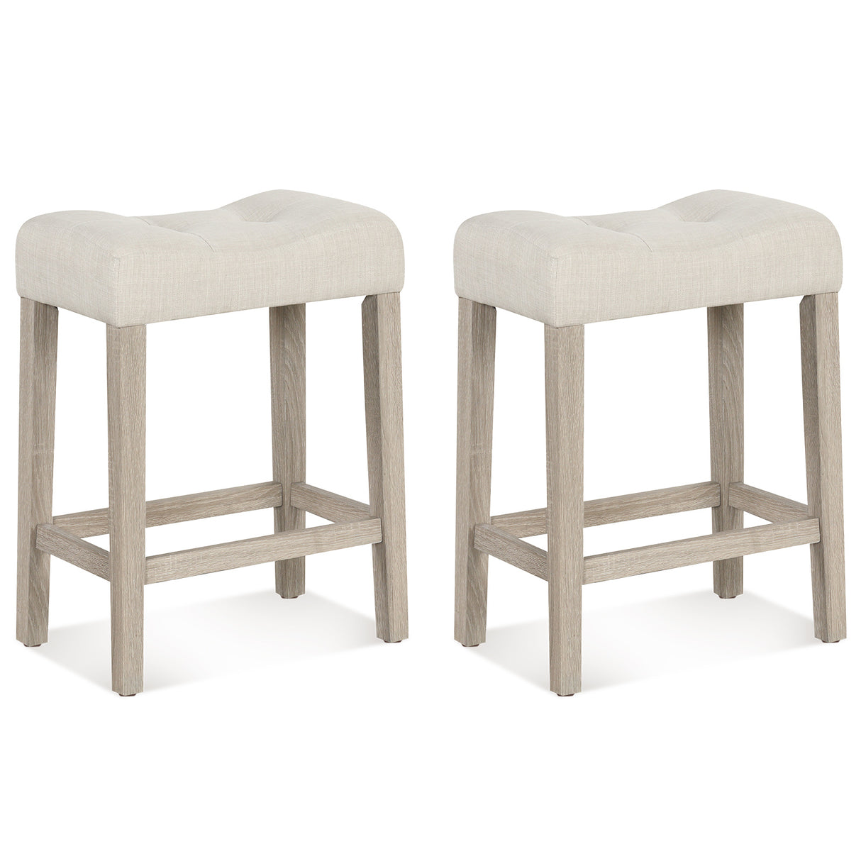 Set of 4 Upholstered Counter Height Bar Stool with Curved Saddle-Seat