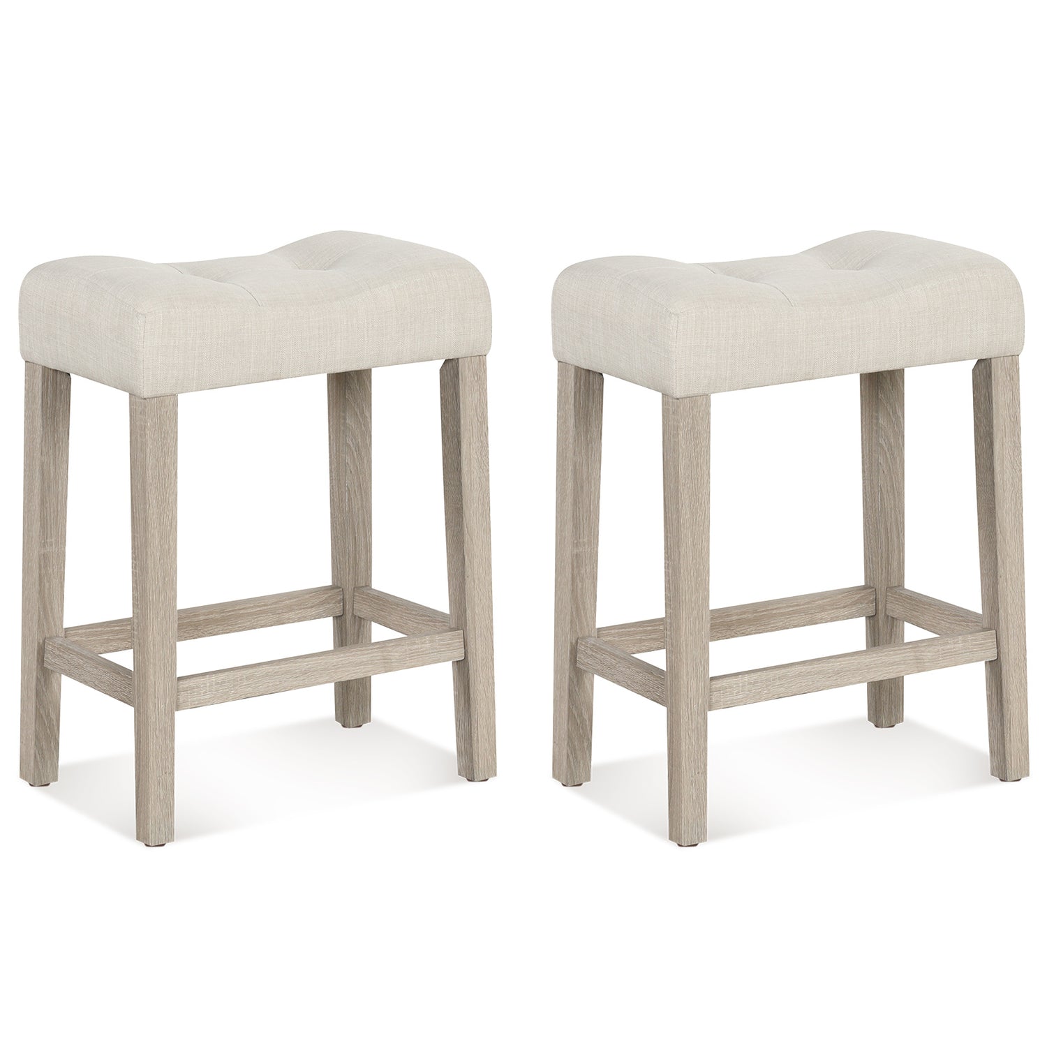 Set of 4 Upholstered Counter Height Bar Stool with Curved Saddle-Seat