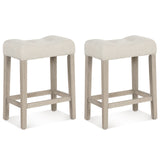 Set of 4 Upholstered Counter Height Bar Stool with Curved Saddle-Seat