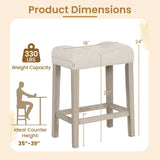 Set of 4 Upholstered Counter Height Bar Stool with Curved Saddle-Seat