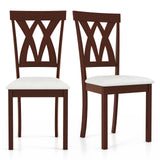 Set of 2 Wood Kitchen Chairs with Faux Leather Upholstered Seat