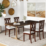 Set of 2 Wood Kitchen Chairs with Faux Leather Upholstered Seat