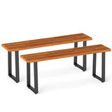 Set of 2 Wood Patio Bench 47.5" Long Dining Bench for Entryway Poolside
