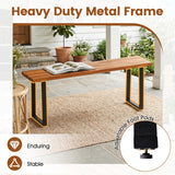 Set of 2 Wood Patio Bench 47.5" Long Dining Bench for Entryway Poolside