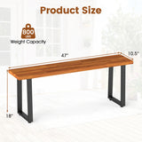 Set of 2 Wood Patio Bench 47.5" Long Dining Bench for Entryway Poolside