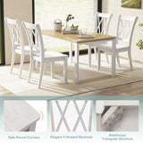 Set of 2 Cross Back Rubber Wood Dining Chairs