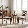Set of 2 Wooden Dining Chairs Upholstered with Hollowed Backrest and Soft Padded Seat