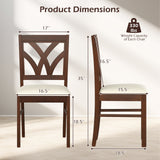 Set of 2 Wooden Dining Chairs Upholstered with Hollowed Backrest and Soft Padded Seat