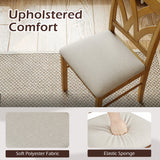 Set of 2 Wooden Dining Chairs Upholstered with Hollowed Backrest and Soft Padded Seat