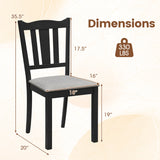 Set of 2 Wooden Dining Chair with Hollow Back and Soft-padded Cushion