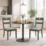 Set of 2 Wooden Dining Chairs with Padded Seats and Rubber Wood Frame