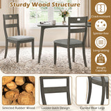 Set of 2 Wooden Dining Chairs with Padded Seats and Rubber Wood Frame