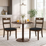 Set of 2 Wooden Dining Chairs with Padded Seats and Rubber Wood Frame