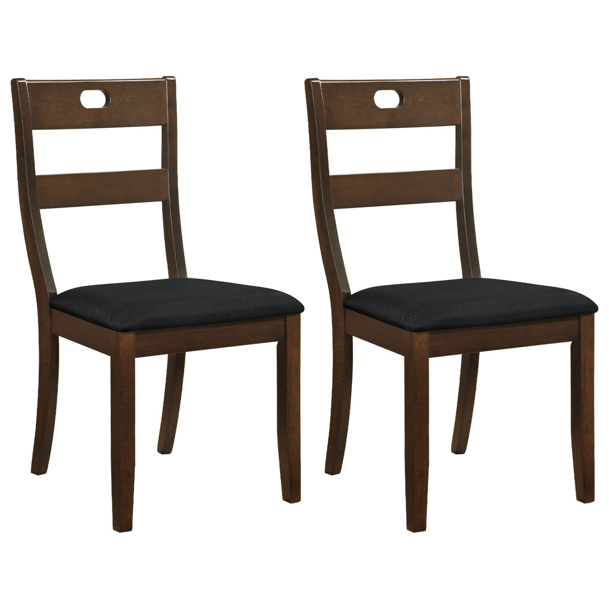 Set of 2 Wooden Dining Chairs with Padded Seats and Rubber Wood Frame