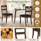 Set of 2 Wooden Dining Chairs with Padded Seats and Rubber Wood Frame