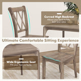Set of 2 Cross Back Rubber Wood Dining Chairs