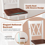 Set of 4 Wooden Farmhouse Kitchen Chairs with Rubber Wood Seat
