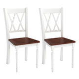 Set of 4 Wooden Farmhouse Kitchen Chairs with Rubber Wood Seat