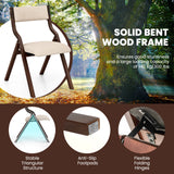 Set of 2 Wooden Folding Dining Chair with Linen Fabric Padded Seat and Backrest