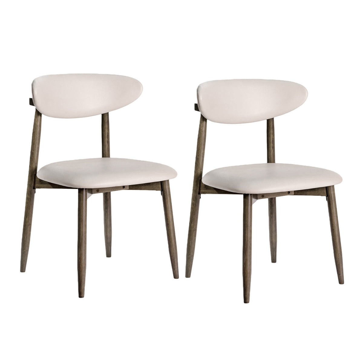 Set of 2 Wooden Modern Upholstered Dining Chairs with Curved Backrest