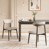 Set of 2 Wooden Modern Upholstered Dining Chairs with Curved Backrest