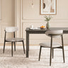 Set of 2 Wooden Modern Upholstered Dining Chairs with Curved Backrest