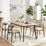Set of 2 Wooden Modern Upholstered Dining Chairs with Curved Backrest