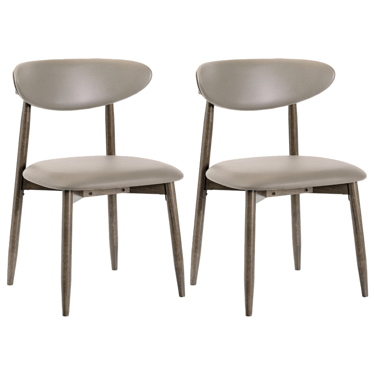 Set of 2 Wooden Modern Upholstered Dining Chairs with Curved Backrest