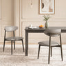 Set of 2 Wooden Modern Upholstered Dining Chairs with Curved Backrest