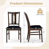Set of 2 Wooden Upholstered Dining Chairs with High Curved Back