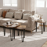 Set of 3 Nesting Coffee Tables with Engineered Wood Top and Metal Frame for Living Room-Rustic Brown