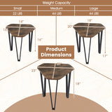 Set of 3 Nesting Coffee Tables with Engineered Wood Top and Metal Frame for Living Room-Rustic Brown