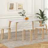Set of 4 18 Inch Wood Home Backless Dining Chairs