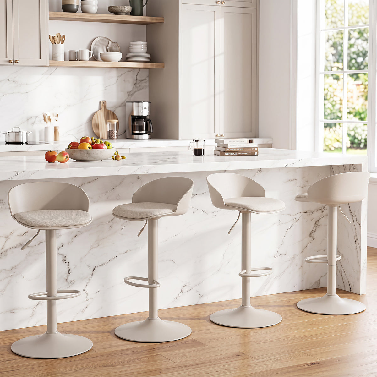 Set of 4 Adjustable Swivel Bar Stools w/ Back & Footrest 330 LBS for Dining