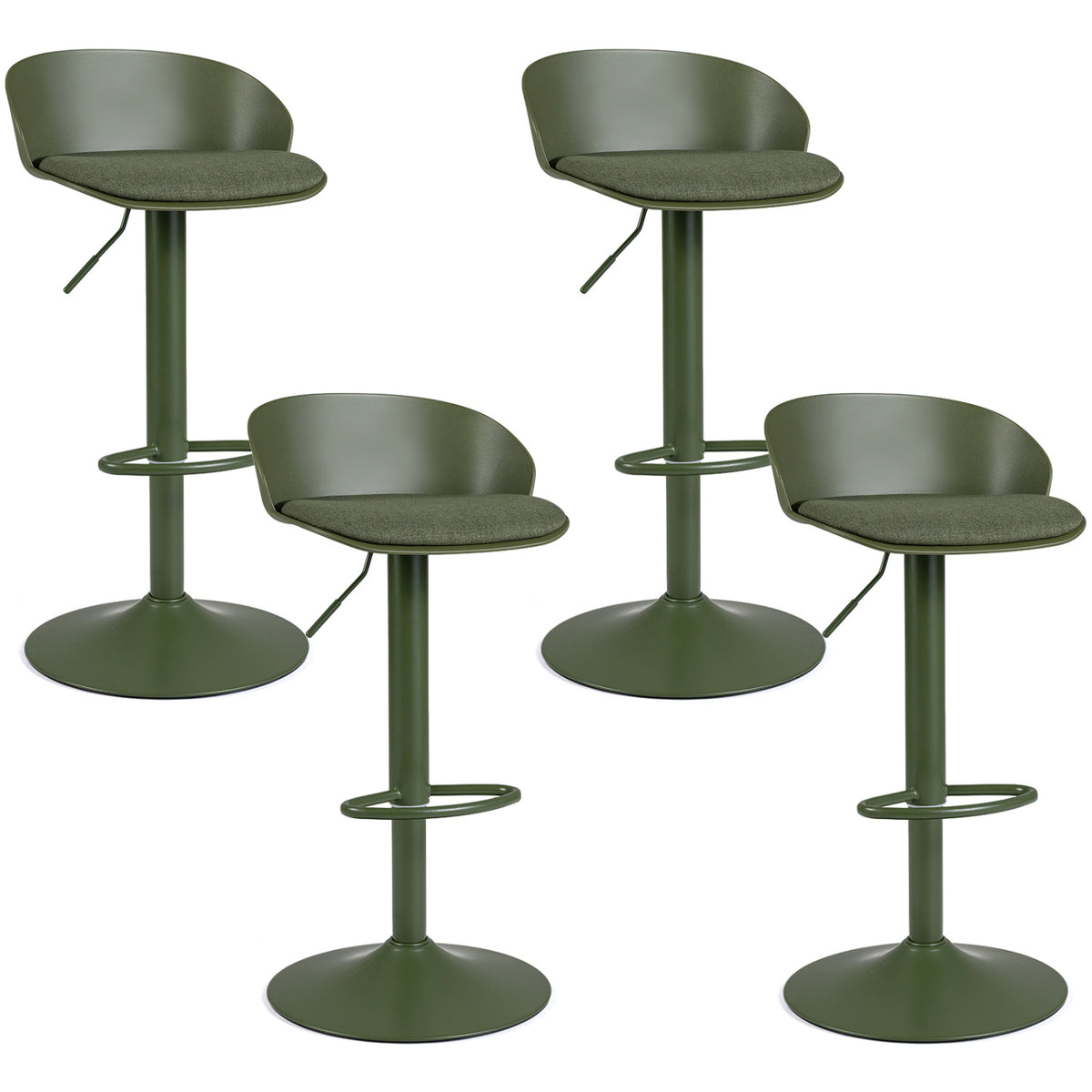 Set of 4 Adjustable Swivel Bar Stools w/ Back & Footrest 330 LBS for Dining