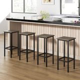Set of 4 Bar Stool Set 26 Inch Bar Chair with Metal Legs and Footrest