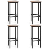 Set of 4 Bar Stool Set 26 Inch Bar Chair with Metal Legs and Footrest